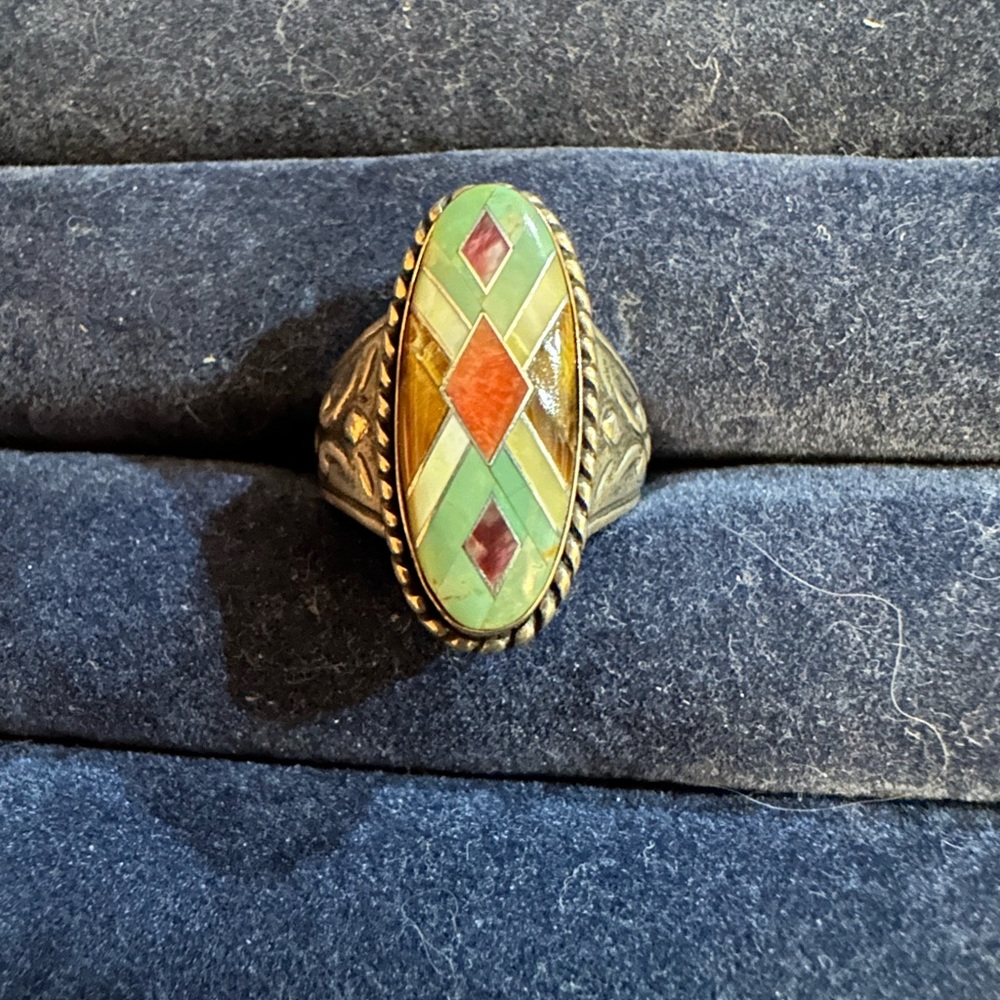 Southwestern Style Sterling Inlay Ring